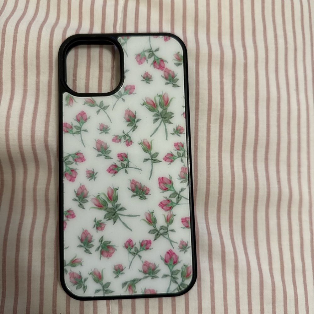 Floral Pattern Phone Case - Black and Pink